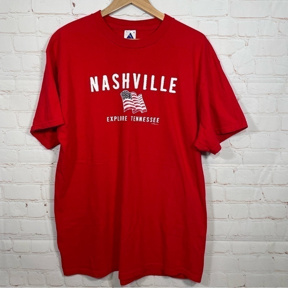 Vintage Nashville Tennessee Shirt Mens XL Red Delta Short Sleeve Crew Neck